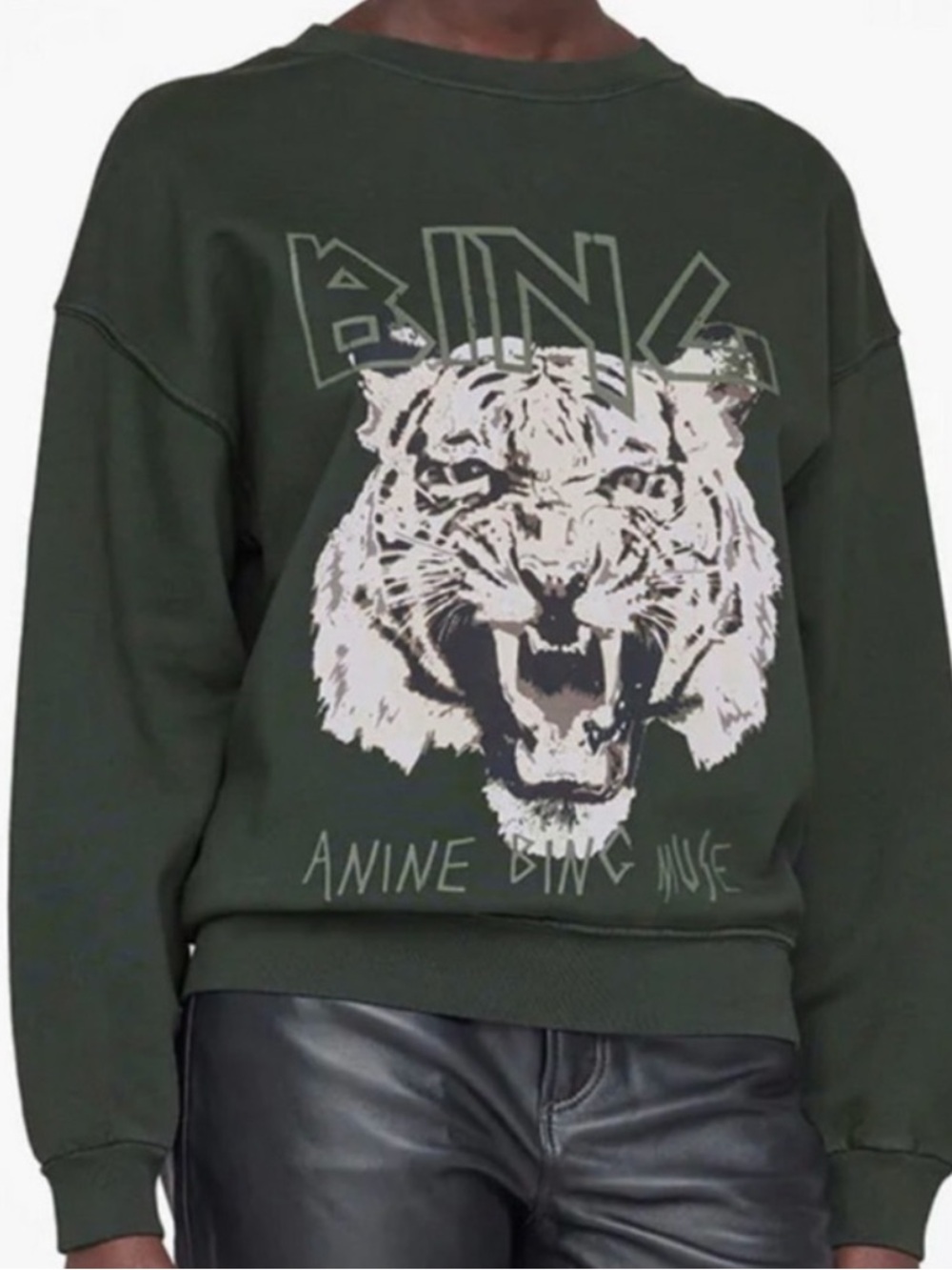 Anine Bing | Tiger Sweatshirt in Forest Green | size XS